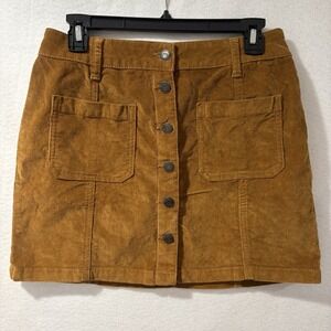Mudd Brown Corduroy Brown Button Front Mini Skirt Juniors 7 Y2K Retro